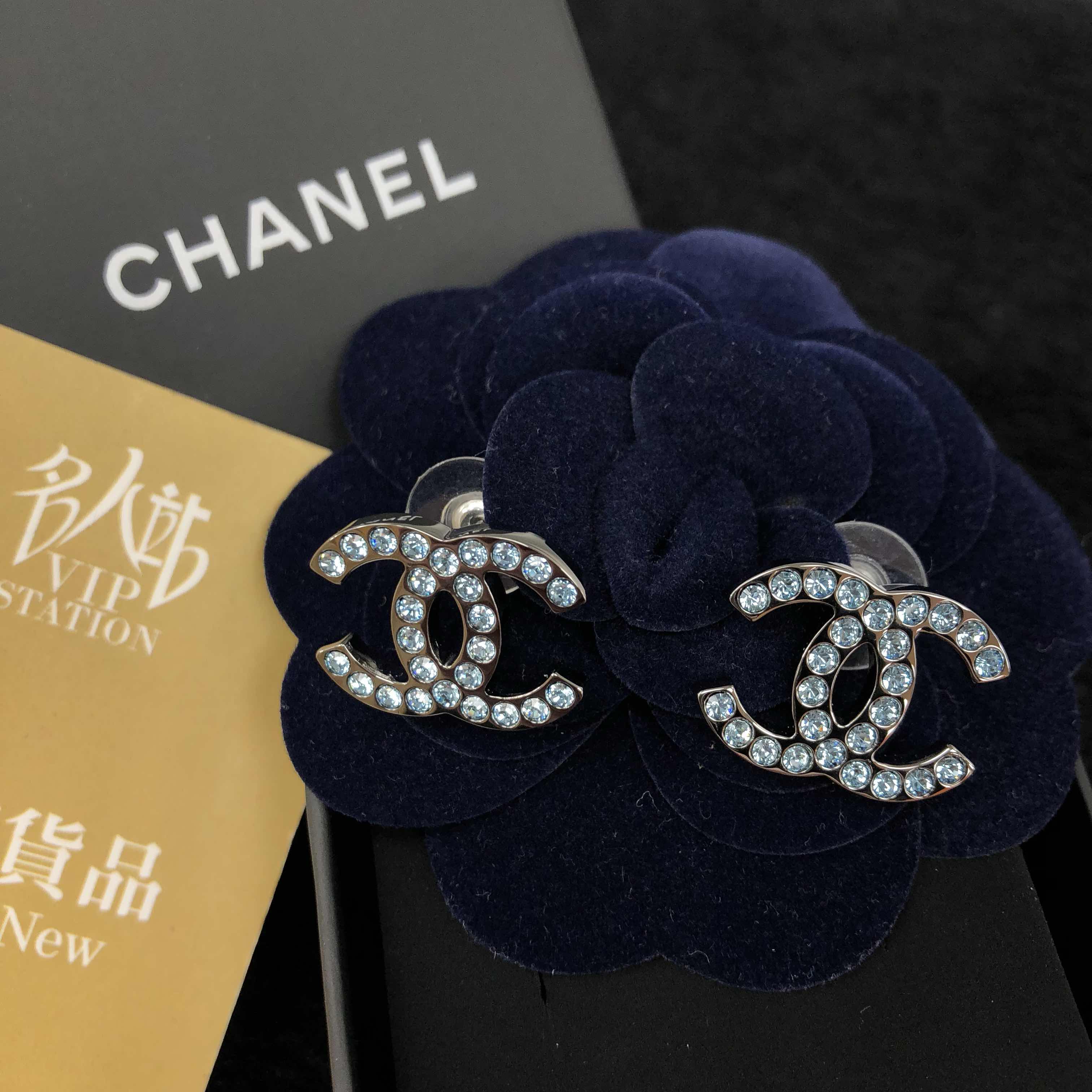 全新chanel 香奈儿 耳环 a96822 金属 蓝色