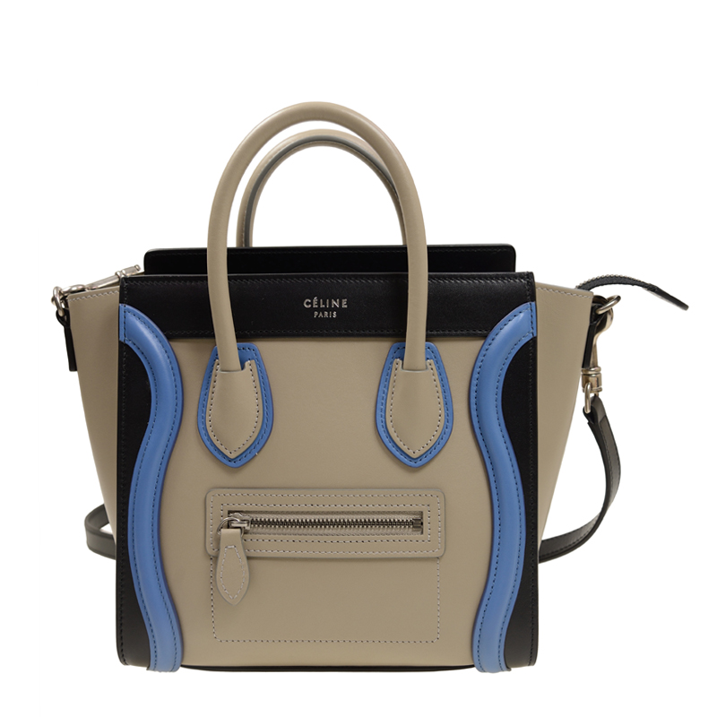 全新celine 赛琳 手袋 17740 3ail 08qu 牛皮 灰色/黑色/蓝色