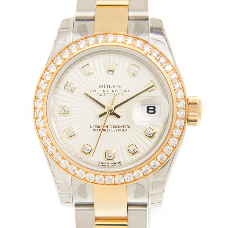 全新rolex 劳力士 女装日志型 18k黄金钢镶钻 白色 自动机芯 179383g