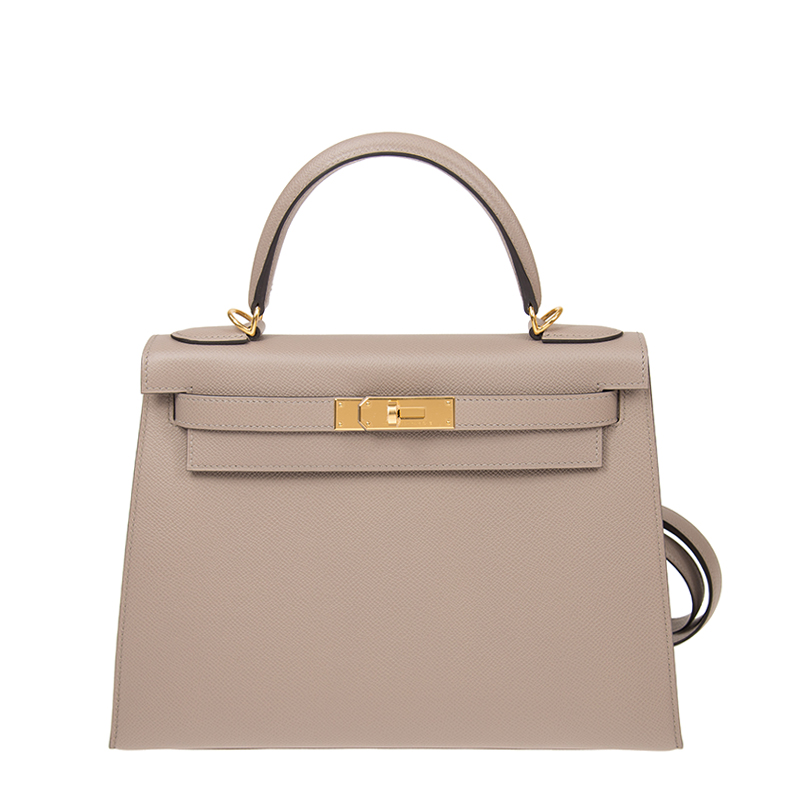 全新hermes 爱马仕 手袋 kelly 28 m8 灰色 epsom 金扣