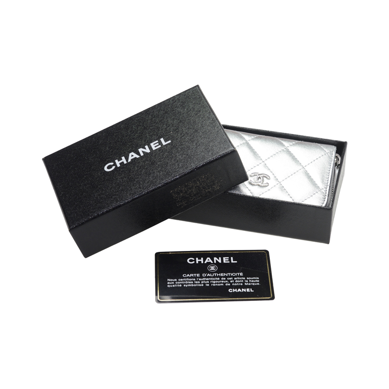 全新chanel 香奈儿 卡片套 a69271 silver 羊皮 银色