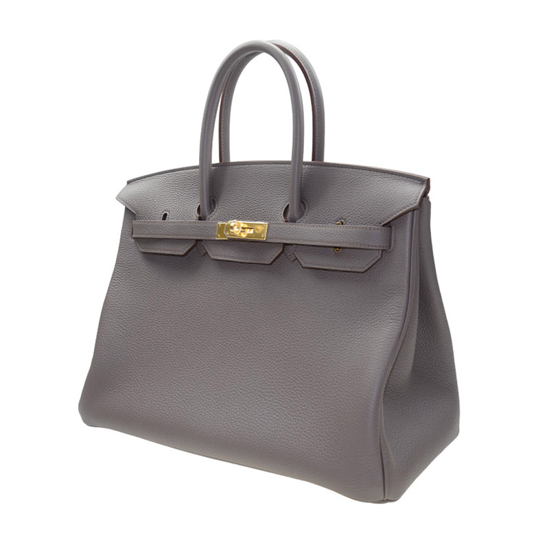 全新hermes 爱马仕 手袋 birkin 35 8f 灰色 togo 金扣