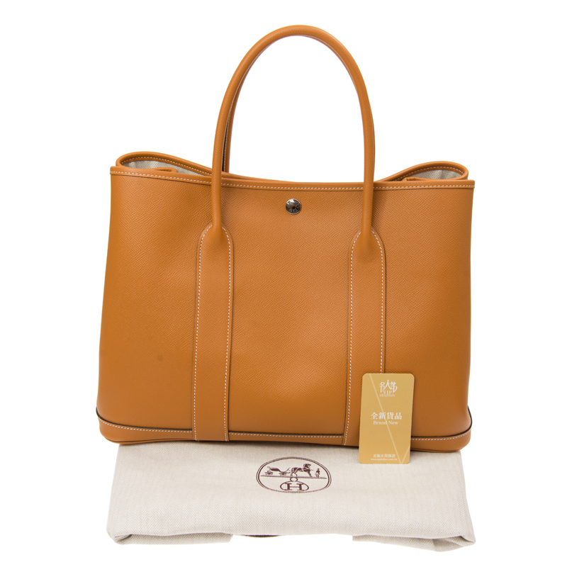 全新hermes 爱马仕 手袋 garden party 36 1h 啡色 epsom