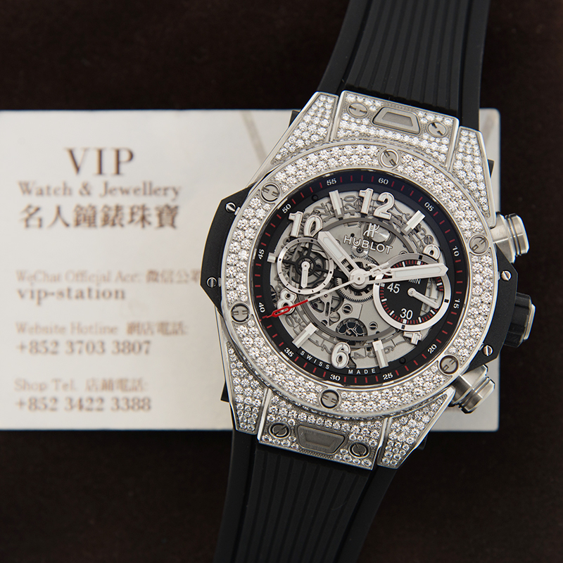 全新hublot 宇舶 big bang 钛合金镶钻 黑色 自动机芯 411.nx.1170.