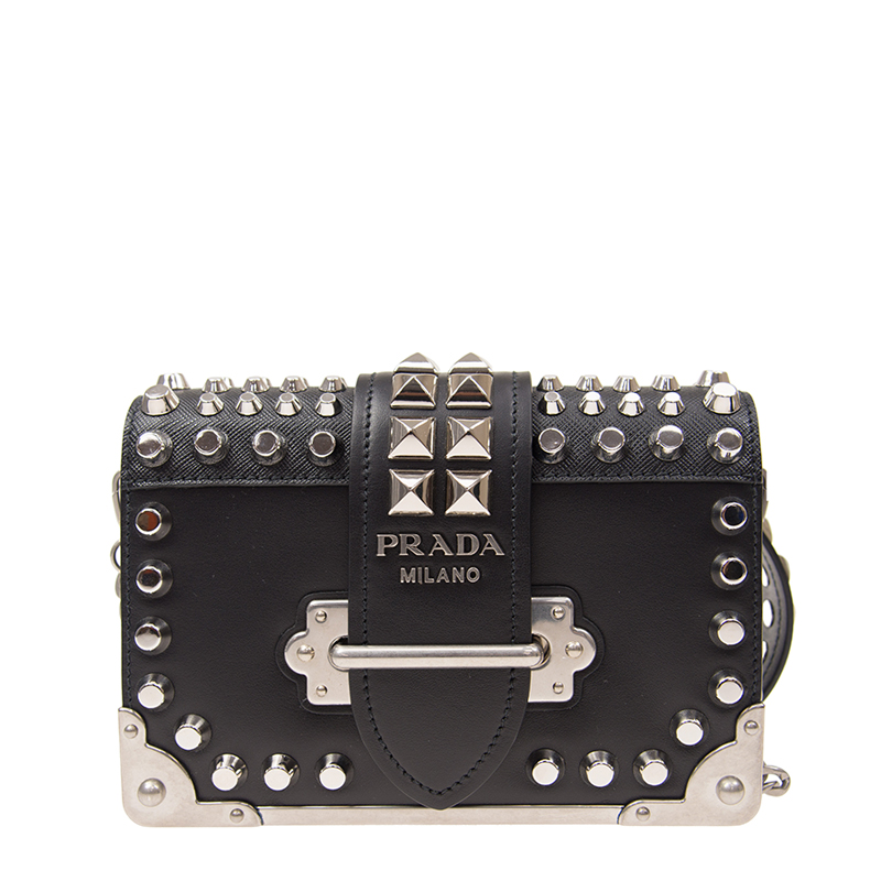全新prada 普拉达 手袋 1bh018 2bb0 f0002 (v cnh) 牛皮 黑色