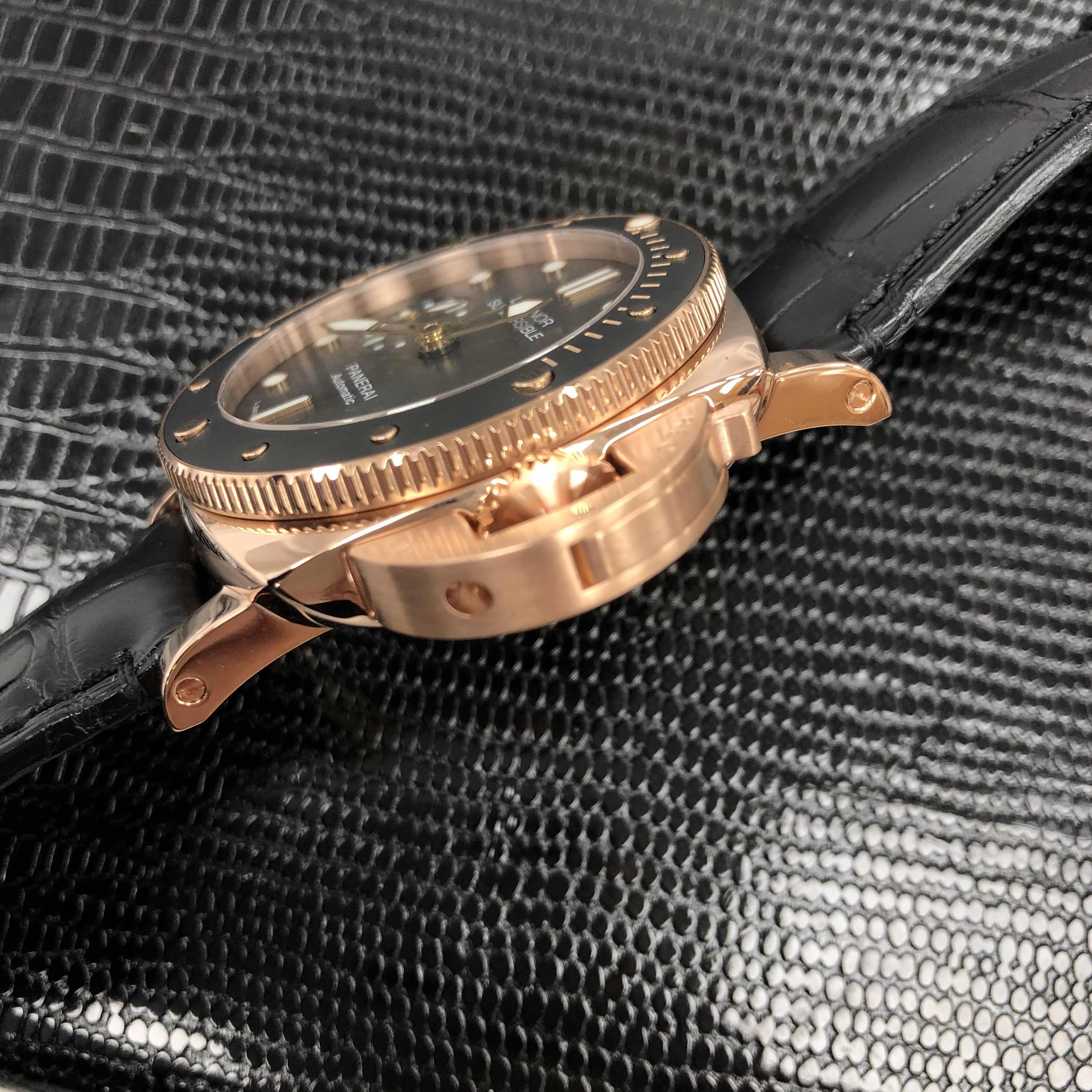 全新panerai 沛纳海 luminor 18k玫瑰金 黑色 自动机芯 pam00684