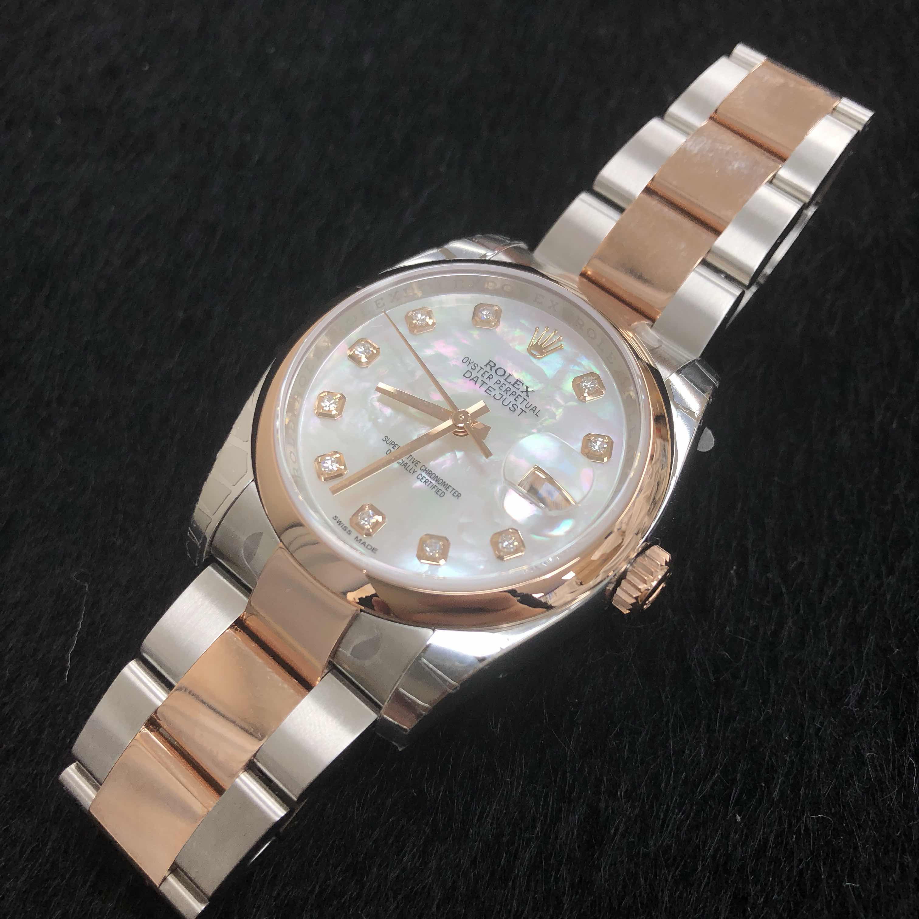 全新rolex 劳力士 恒动日志型 18k玫瑰金及钢 白色 自动机芯 116201n