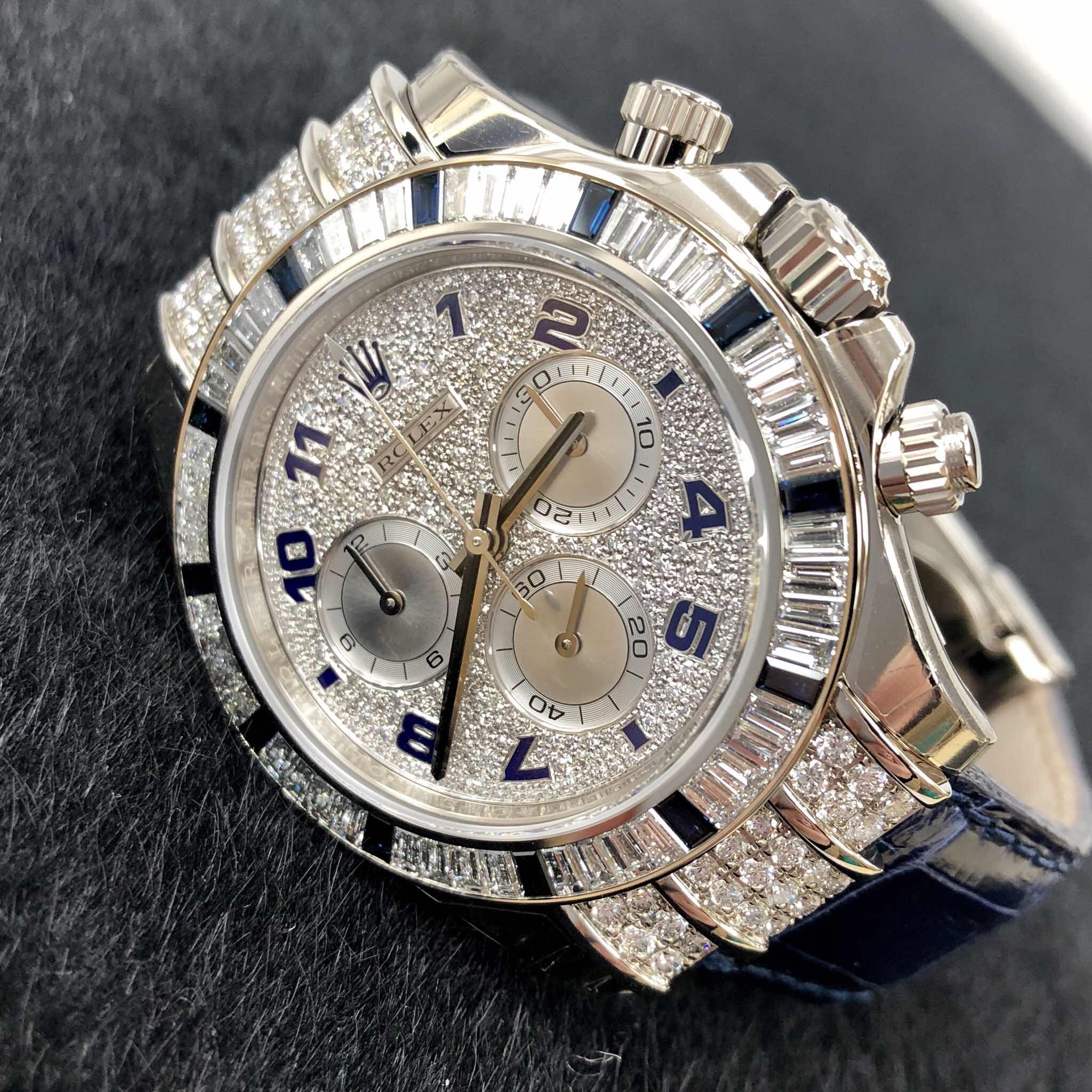 全新rolex 劳力士 迪通拿 18k白金镶钻 银色 自动机芯 11659912sa