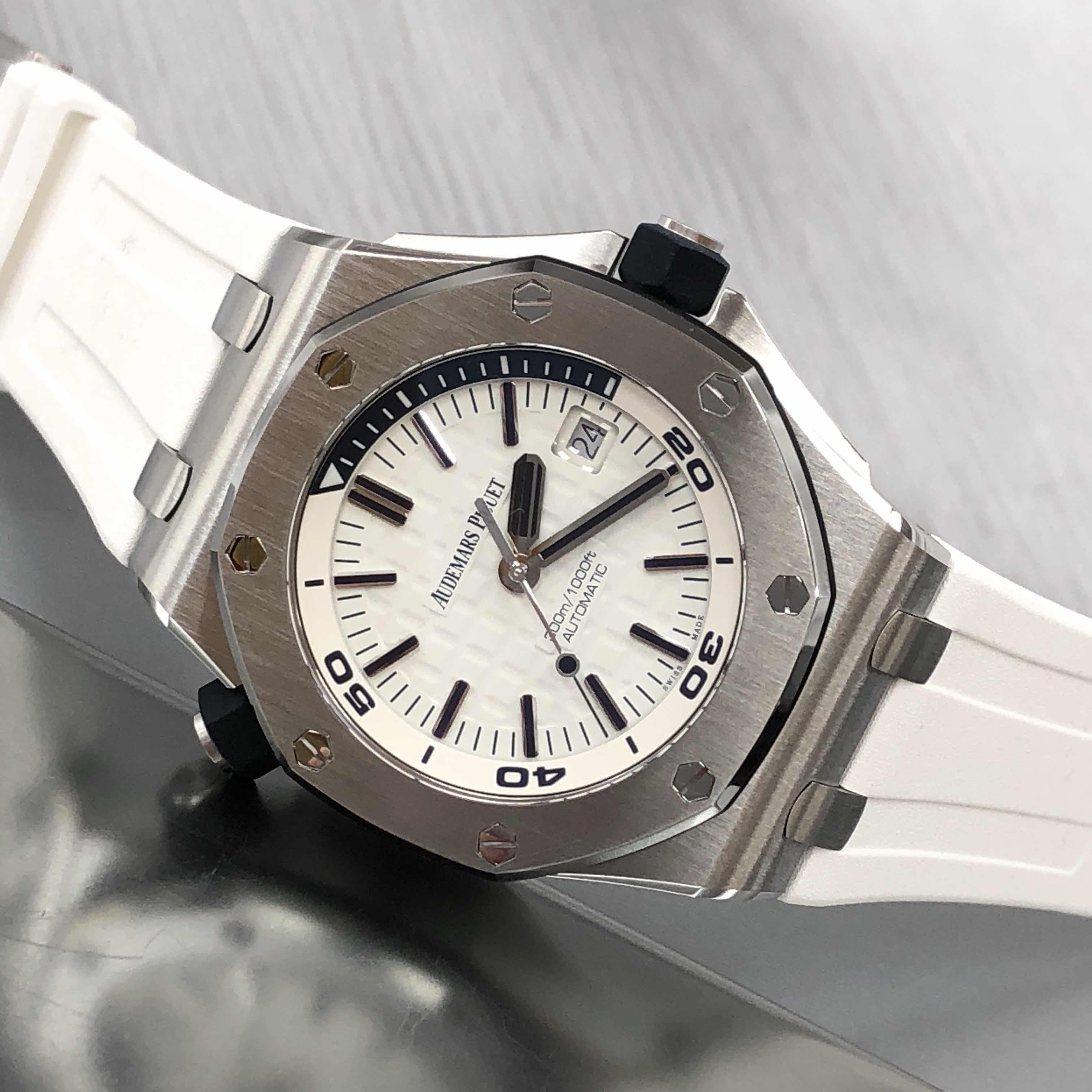 全新audemars piguet 爱彼 皇家橡树离岸系列 精钢 白色 自动机芯