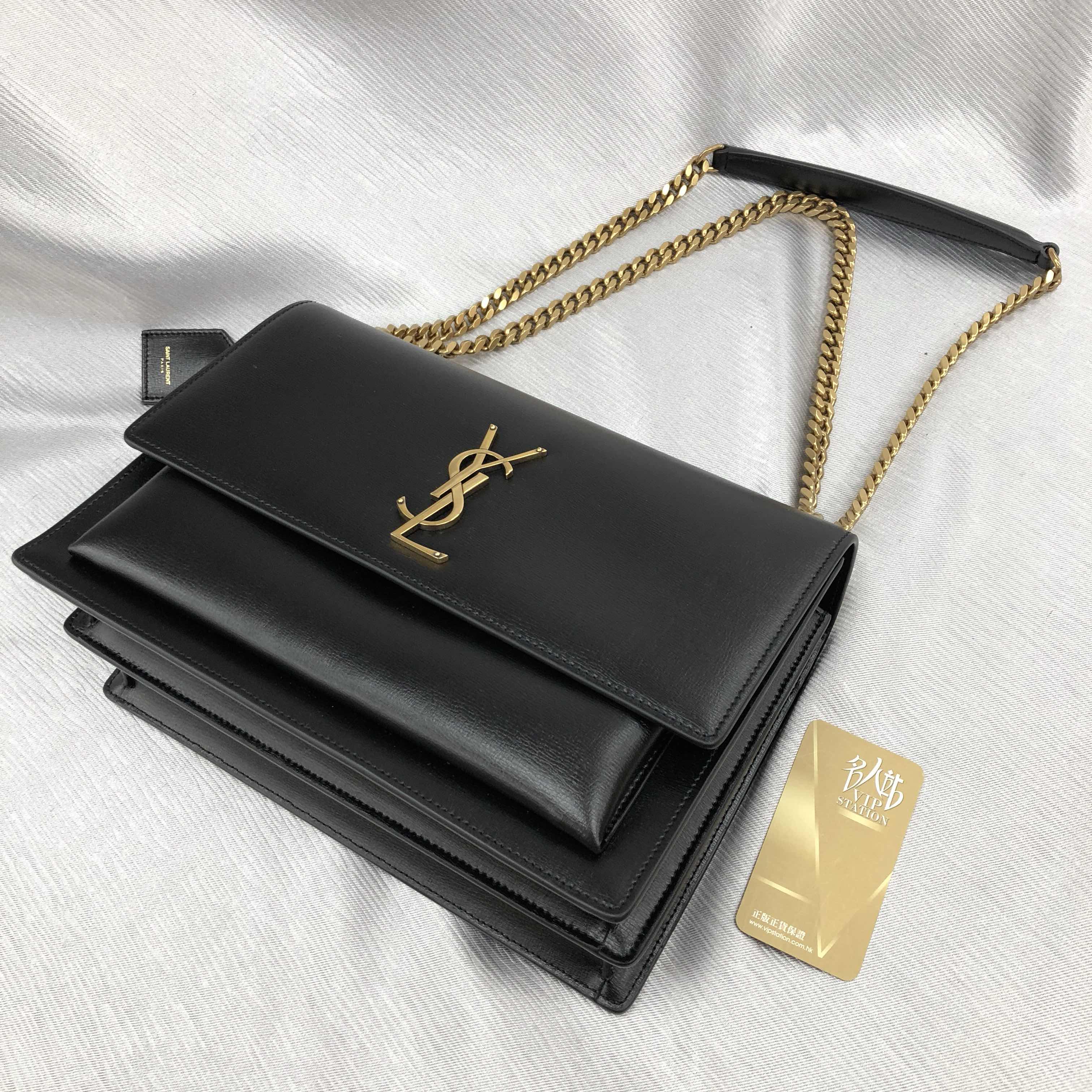 全新ysl / saint laurent 圣罗兰 手袋 498779 d420w 1000 牛皮 黑色