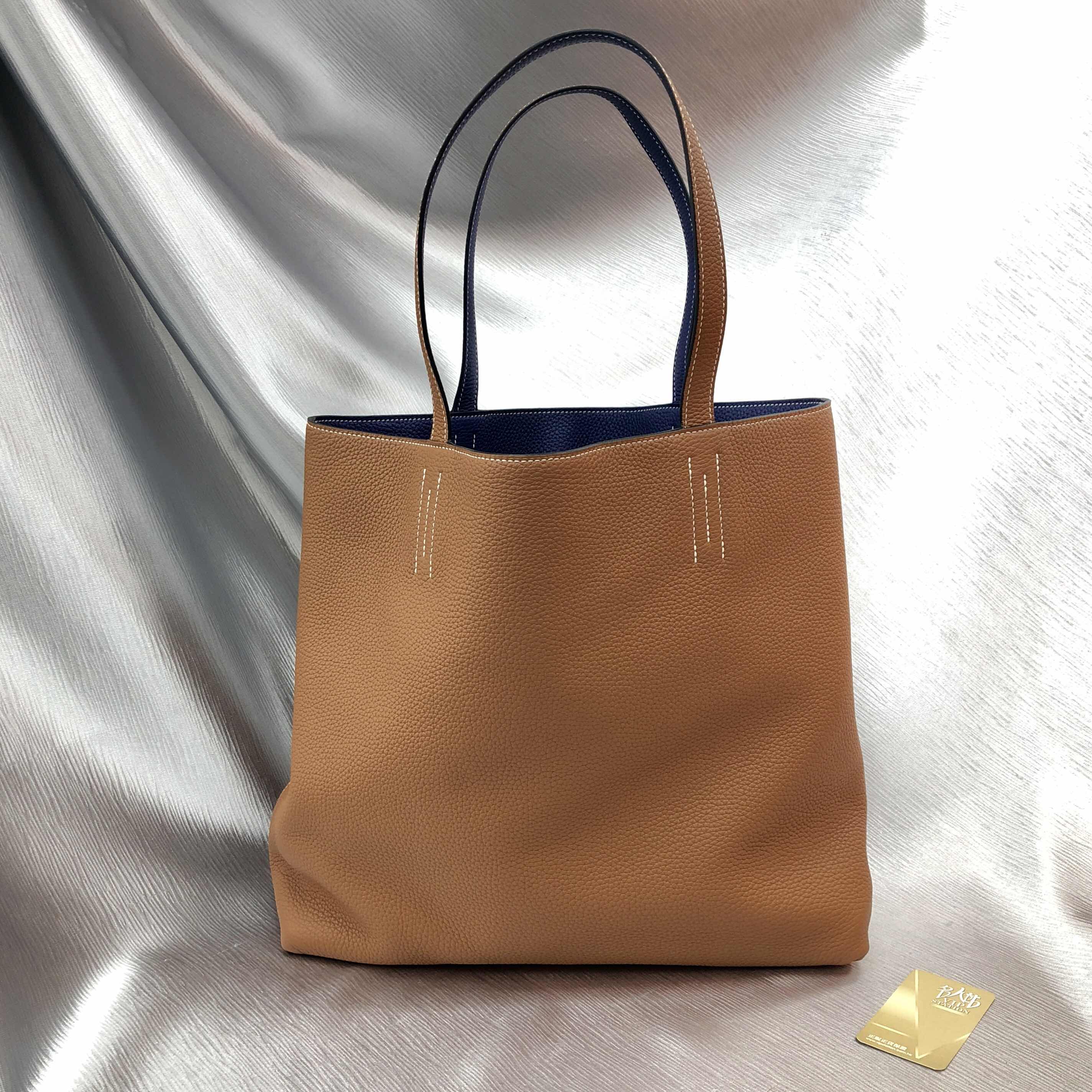 NEW HERMES BAGS DOUBLE SENS M3/37 SHOULDER BAG BLEU ENCRE/GOLD