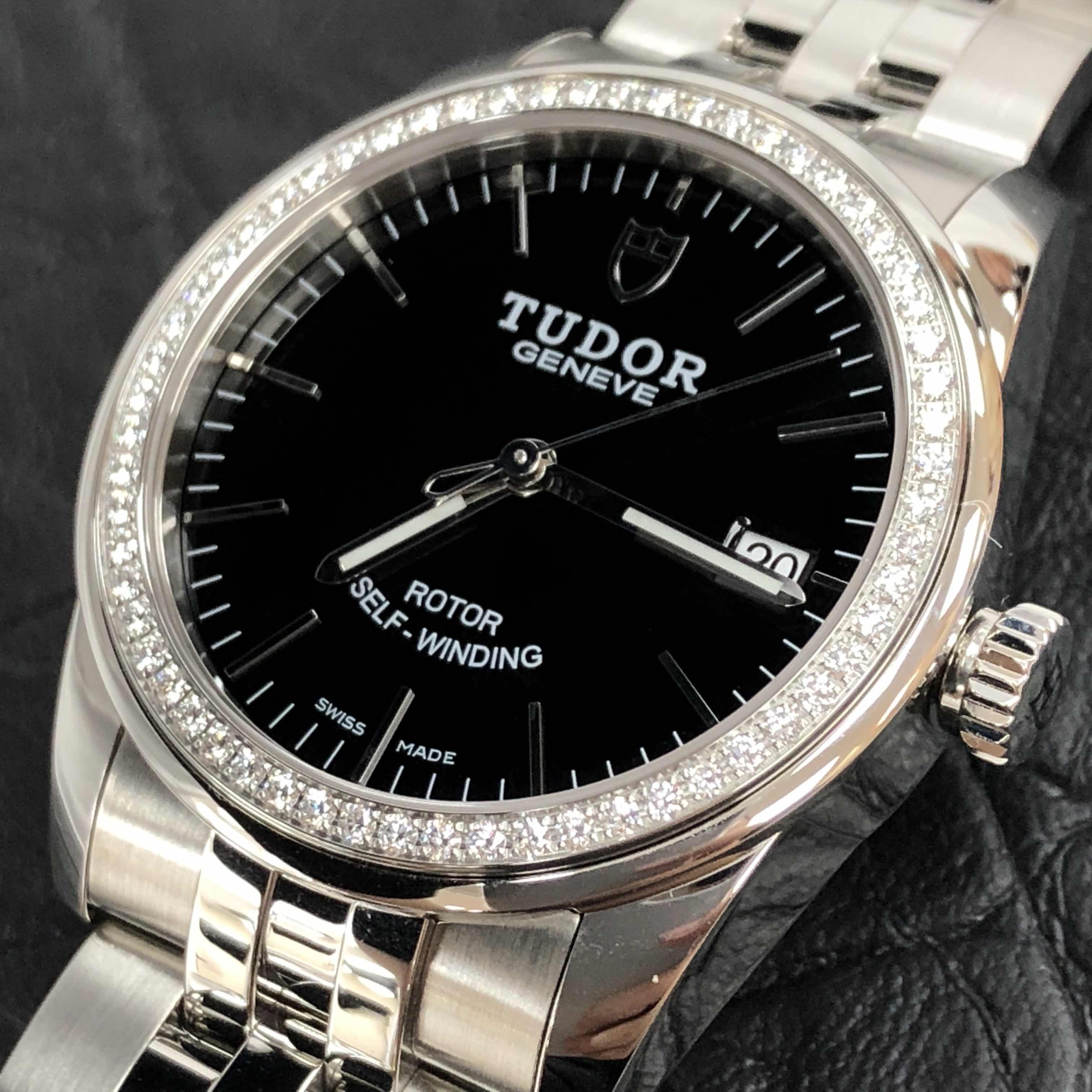 全新tudor 帝舵 骏钰系列 精钢镶钻 黑色 自动机芯 55020