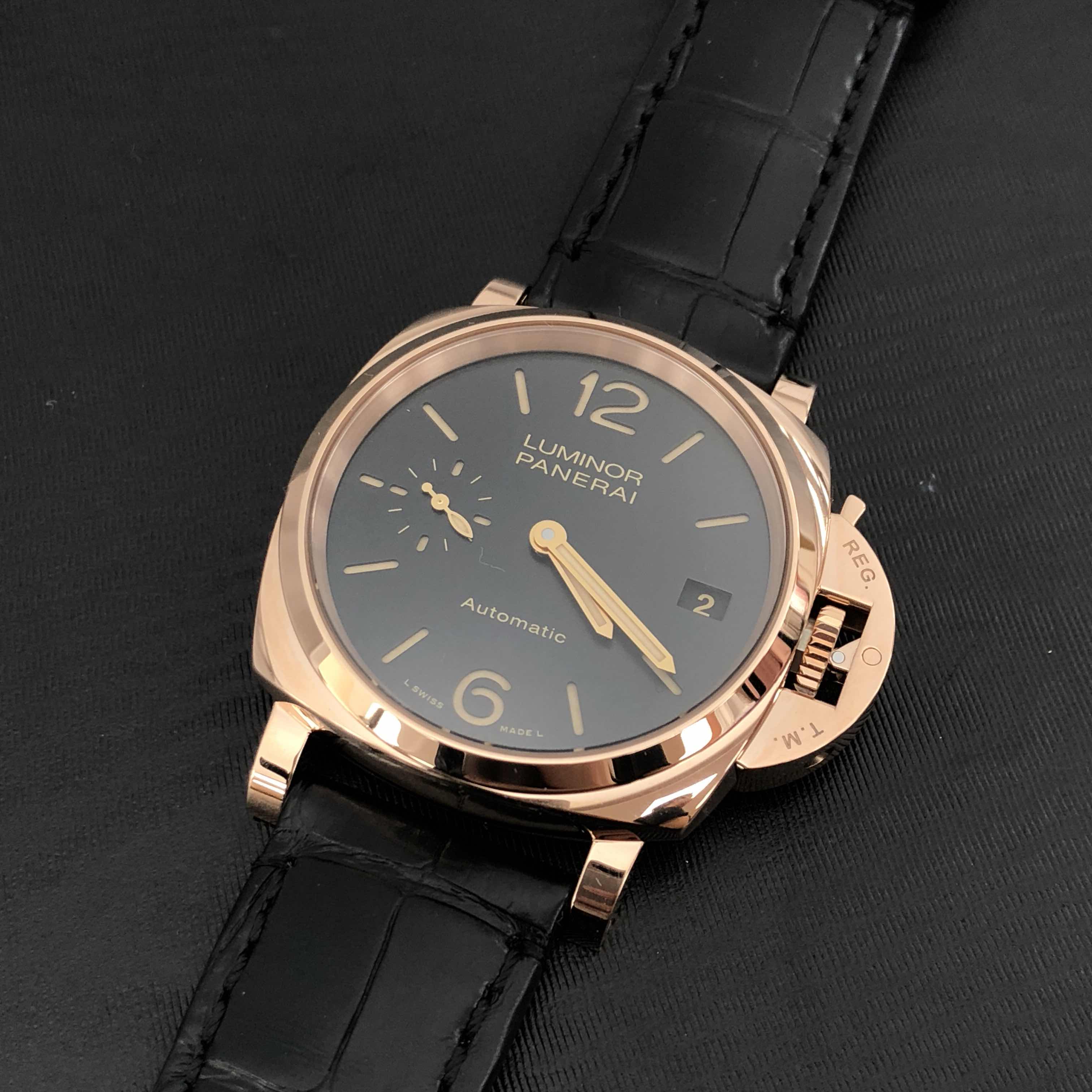 全新panerai 沛納海 luminor 18k玫瑰金 黑色 自動機芯 pam00908