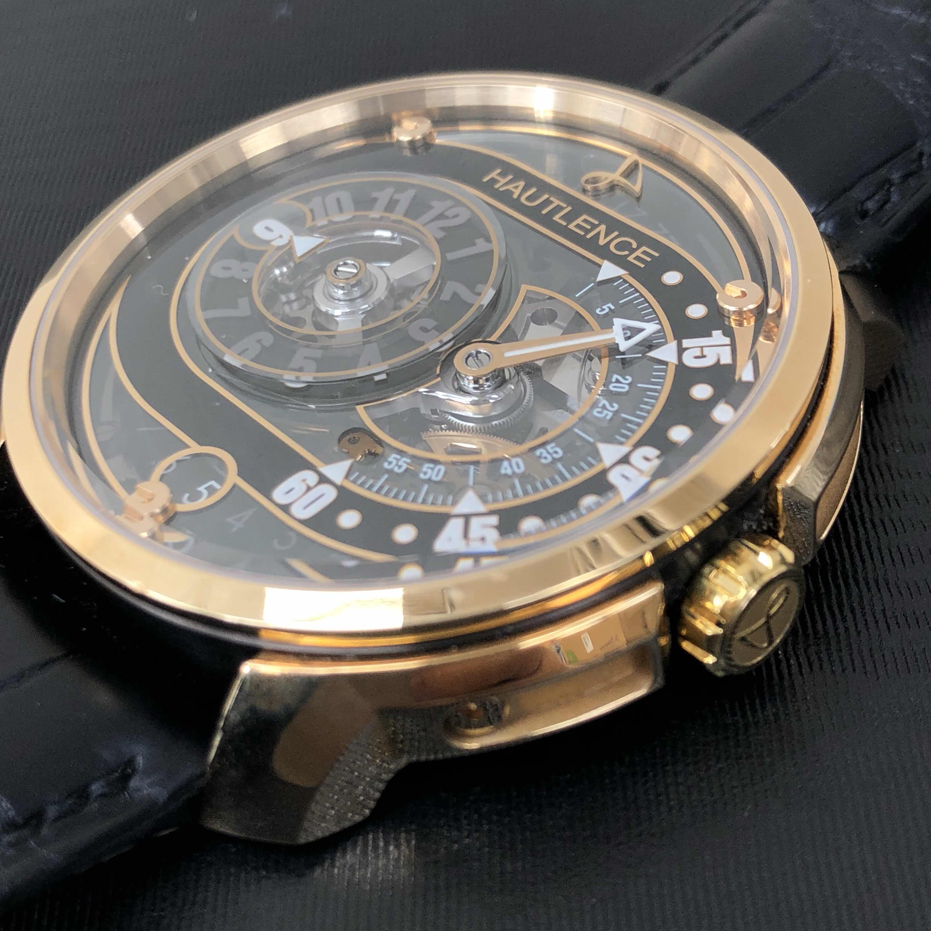 全新hautlence 豪朗时 atelier 18k玫瑰金 黑色 手动机芯 hlrq01
