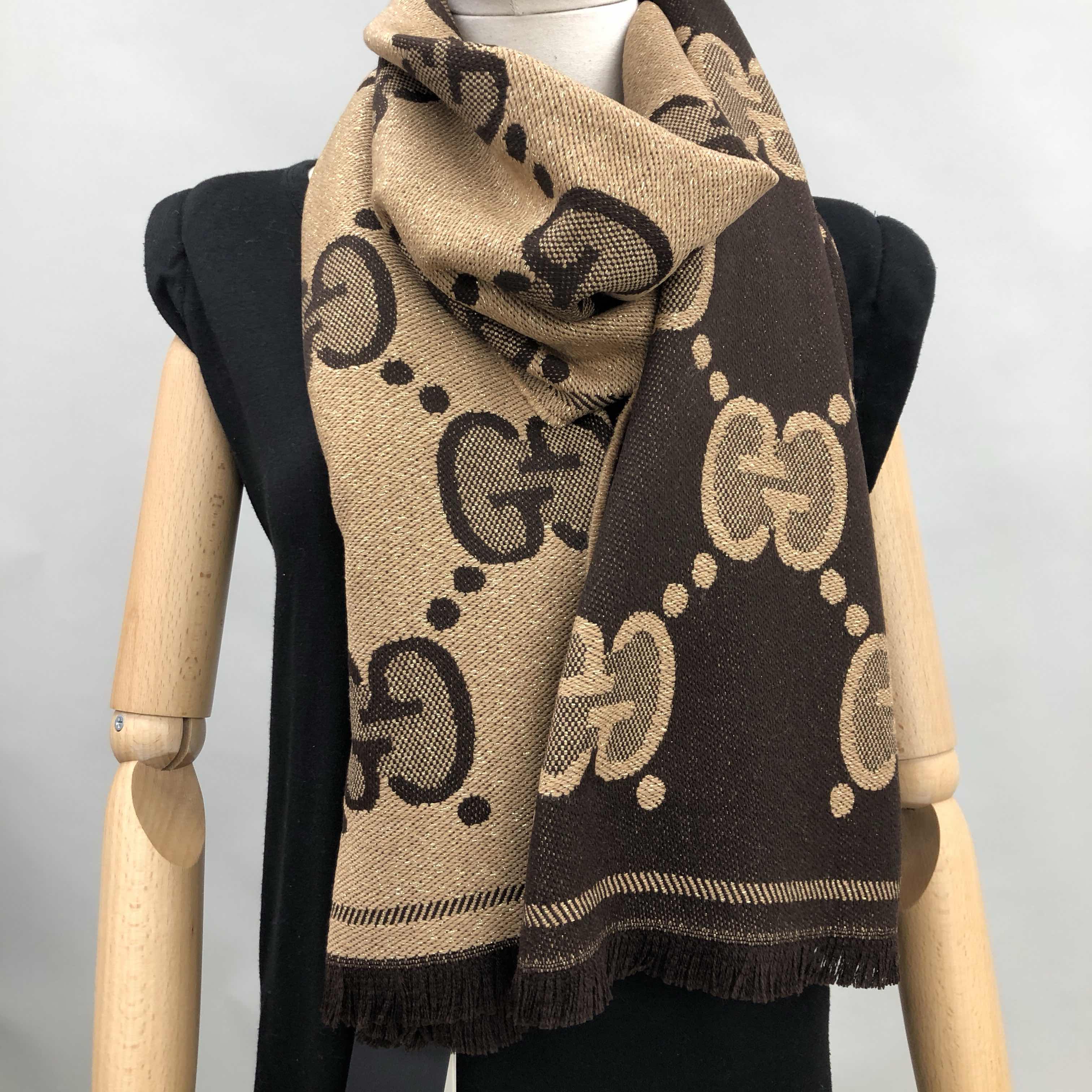 全新GUCCI 古驰围巾598993 3GC15 9764 羊毛啡色