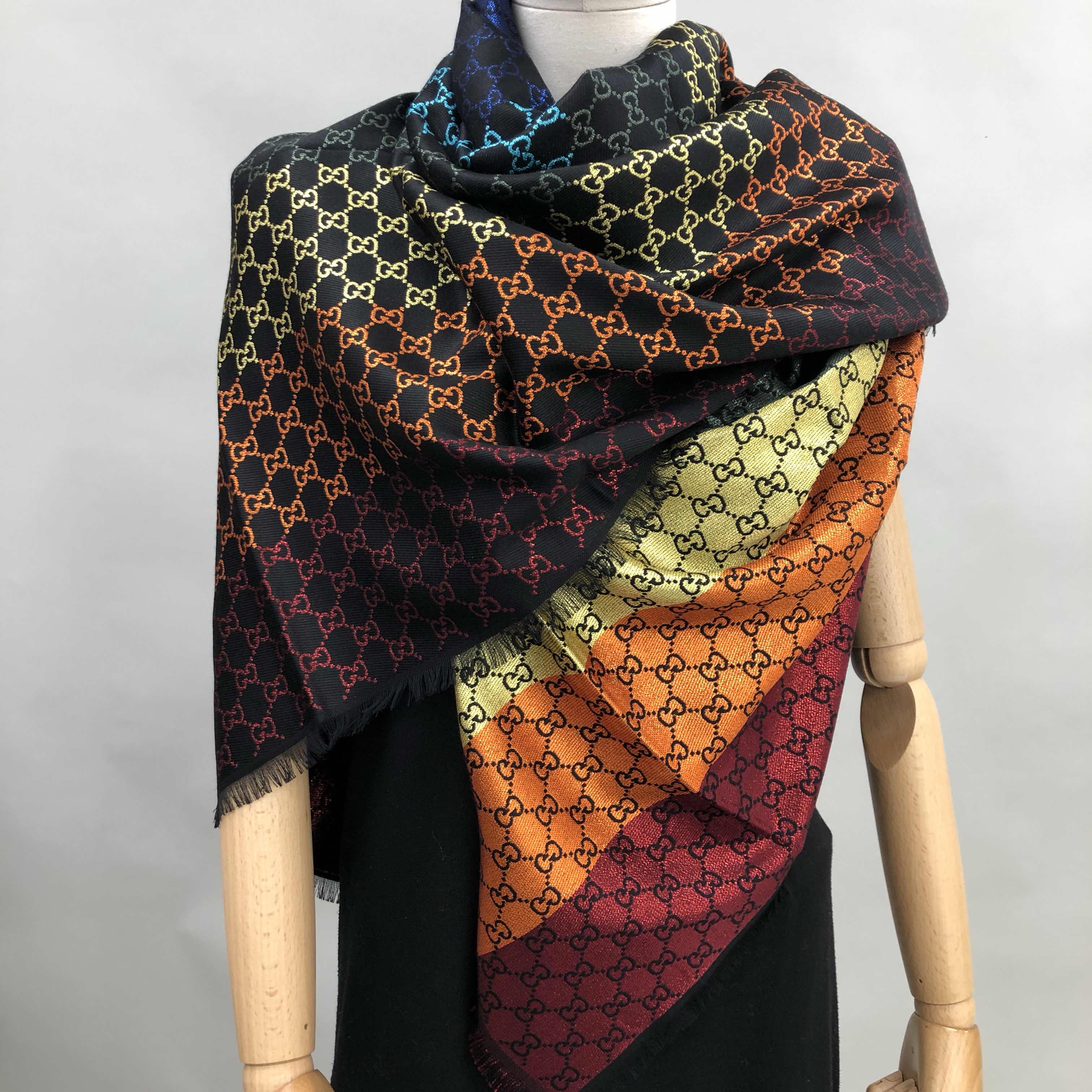 NEW GUCCI SCARFS 558274 3GC46 1088 LAMBSKIN BLACK