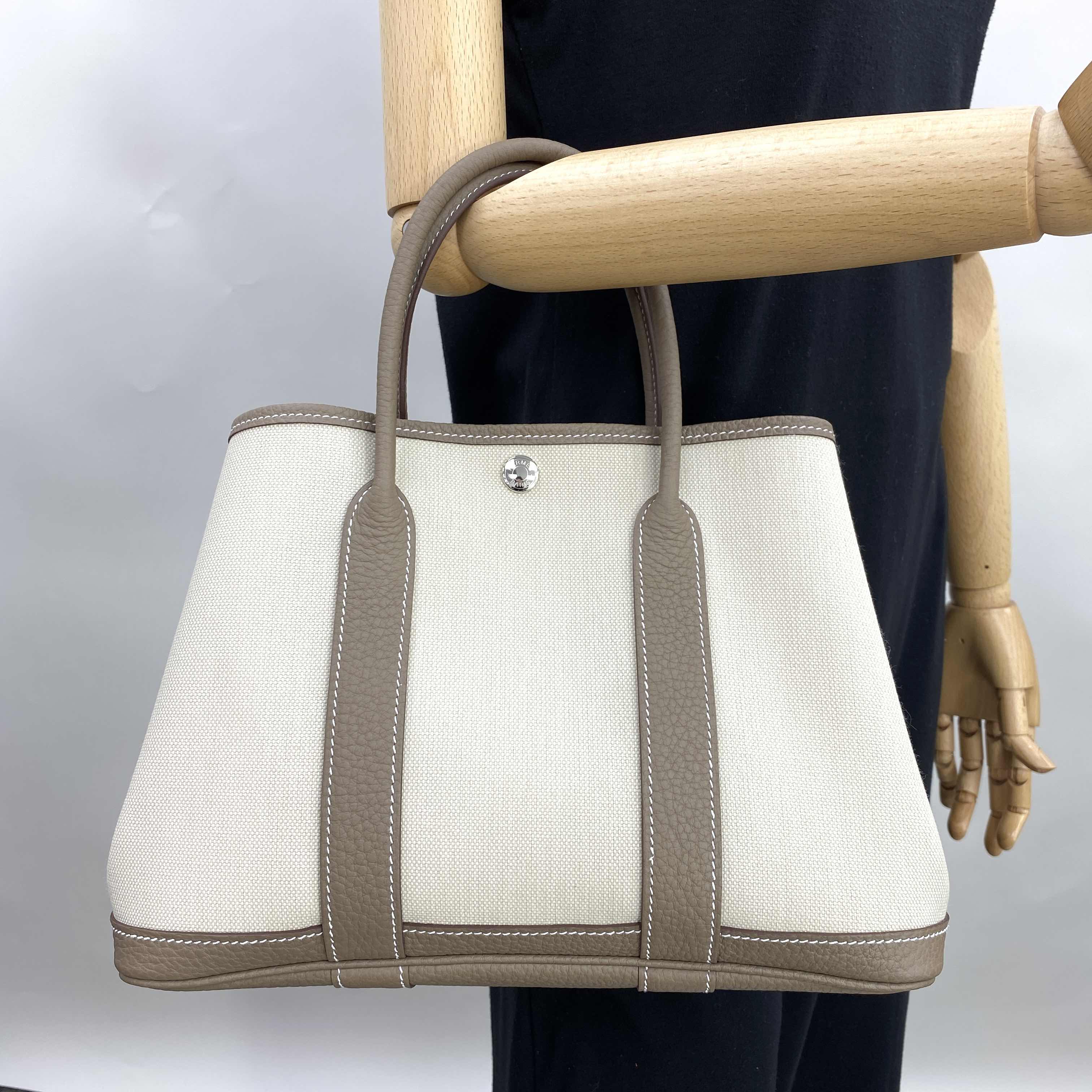 HERMES◆GARDEN PARTY 30 Beton/Etoupe◆ HERMES Negonda Garden Party 30 TPM Beton 641452 | FASHIONPHILE