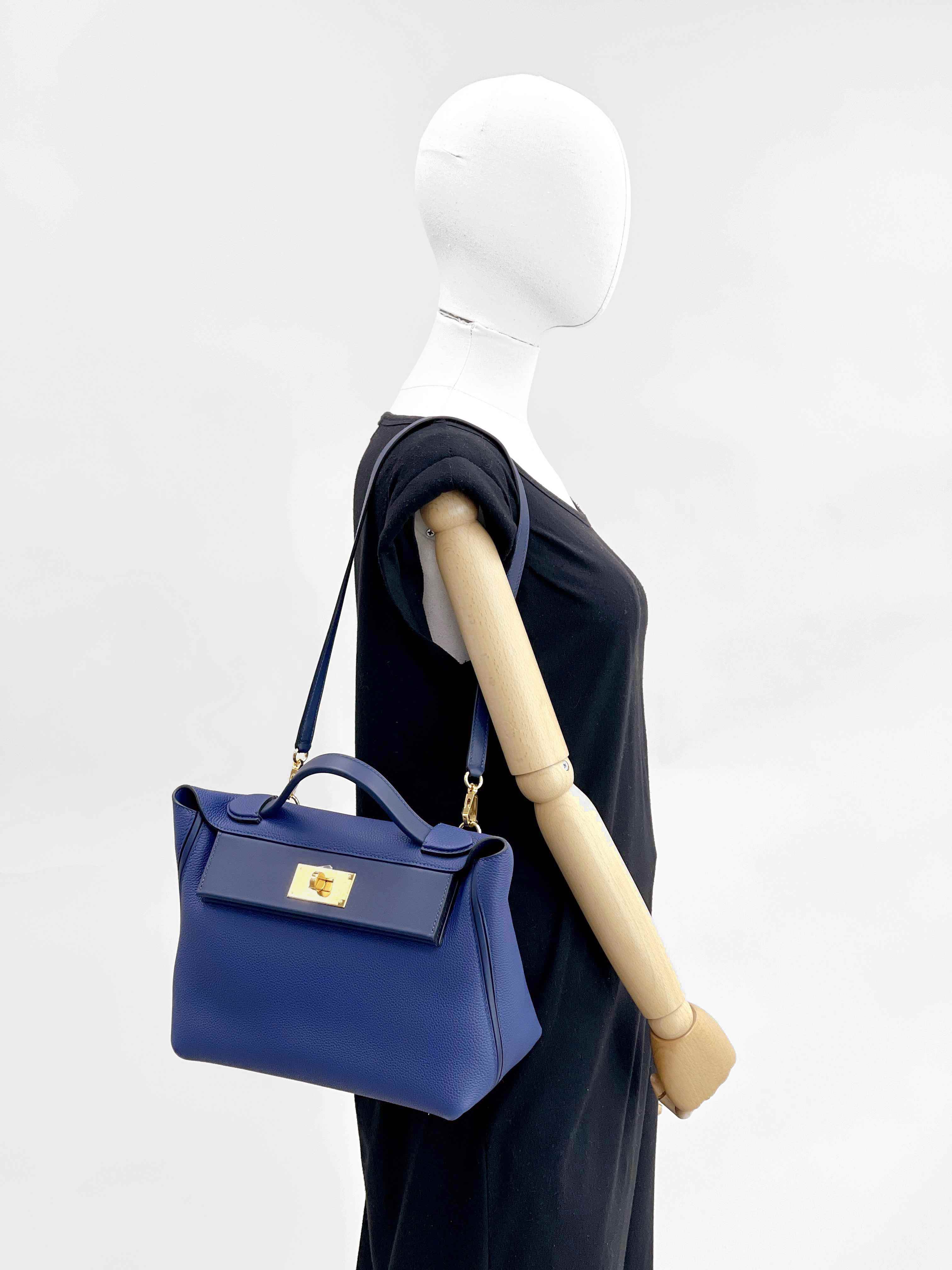 NEW HERMES BAGS 2424-29CM 73/7U SHOULDER BAG/HANDBAG BLEU