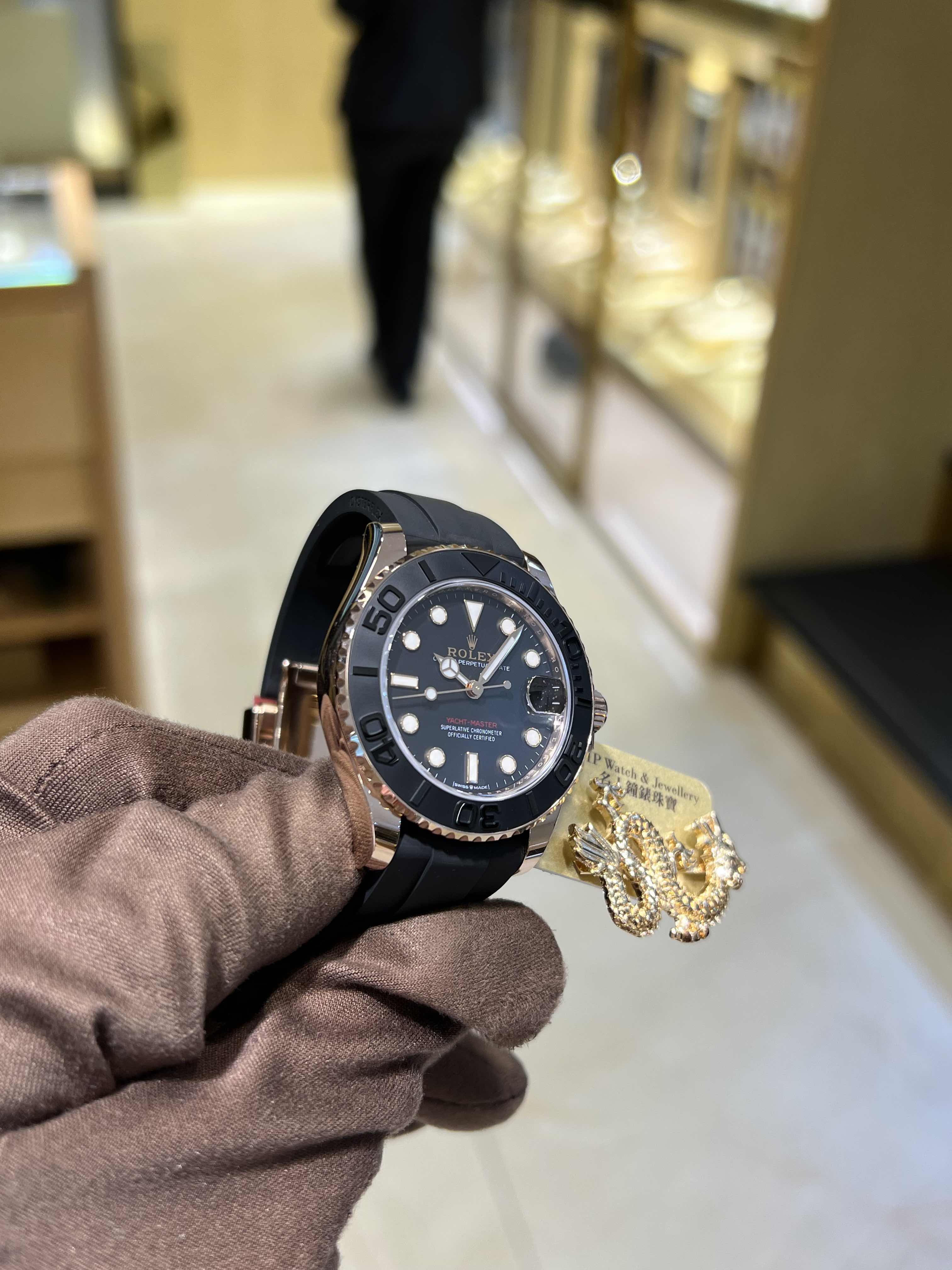 NEW ROLEX YACHT MASTER M268655-0017 INTENSE BLACK OYSTERFLEX