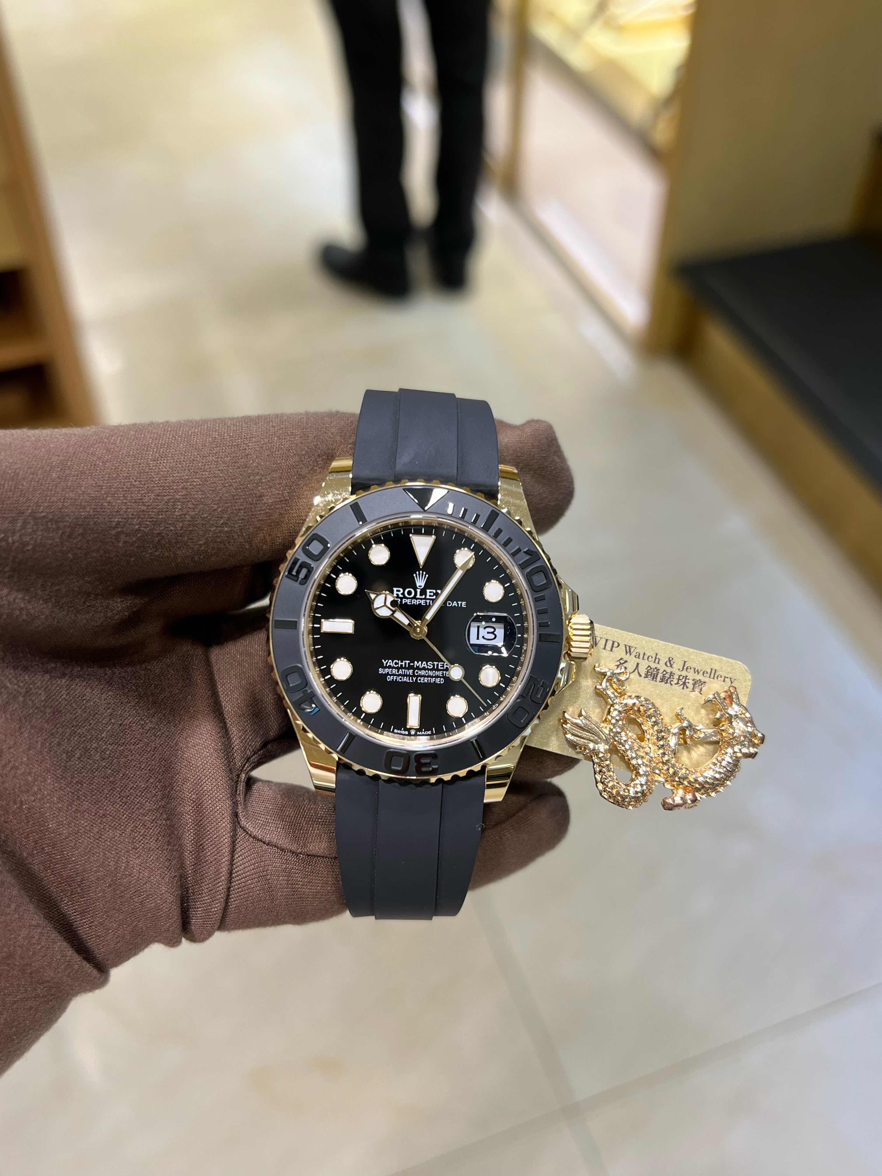 NEW ROLEX YACHT MASTER 226658-0001 BLACK OYSTERFLEX
