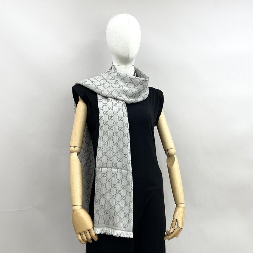 NEW GUCCI SCARF 282390 3G704 1578 WOOL GREY