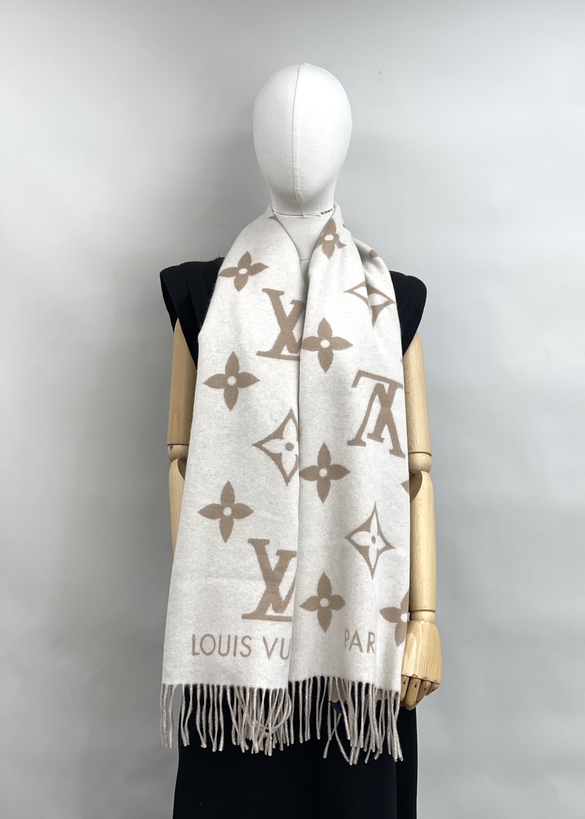 NEW LOUIS VUITTON SCARFS REYKJAVIK M78123 WOOL MILKY WHITE