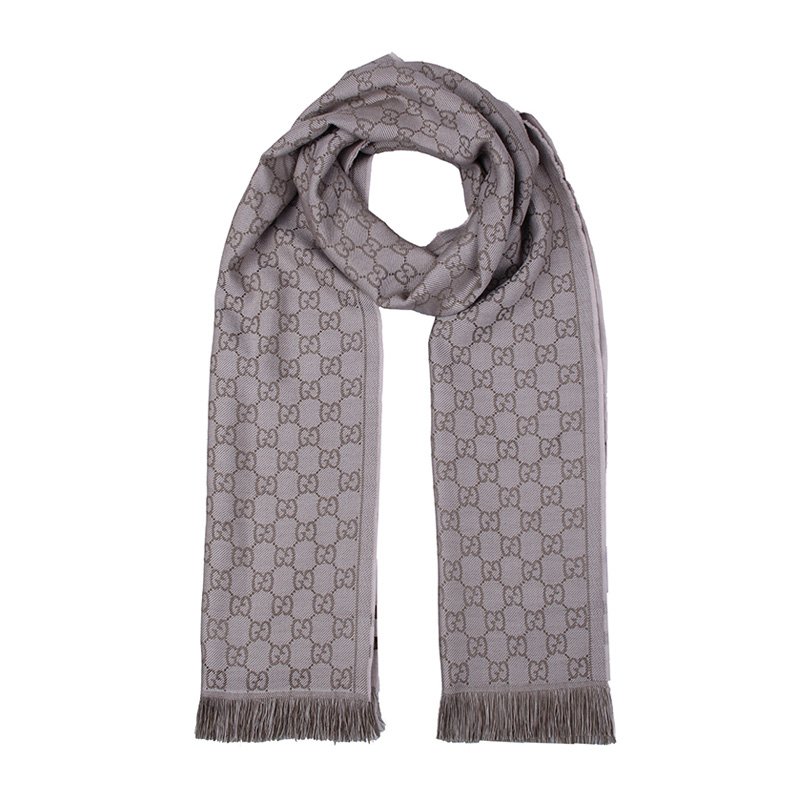 NEW GUCCI SCARFS 100995 48200 9764 WOOL GREY Celebrity standing
