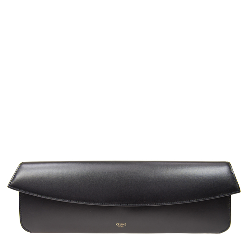 NEW CELINE HANDBAG EVENING CLUTCH 10C06 3BKX 38NO CALFSKIN BLACK  Celebrity standing