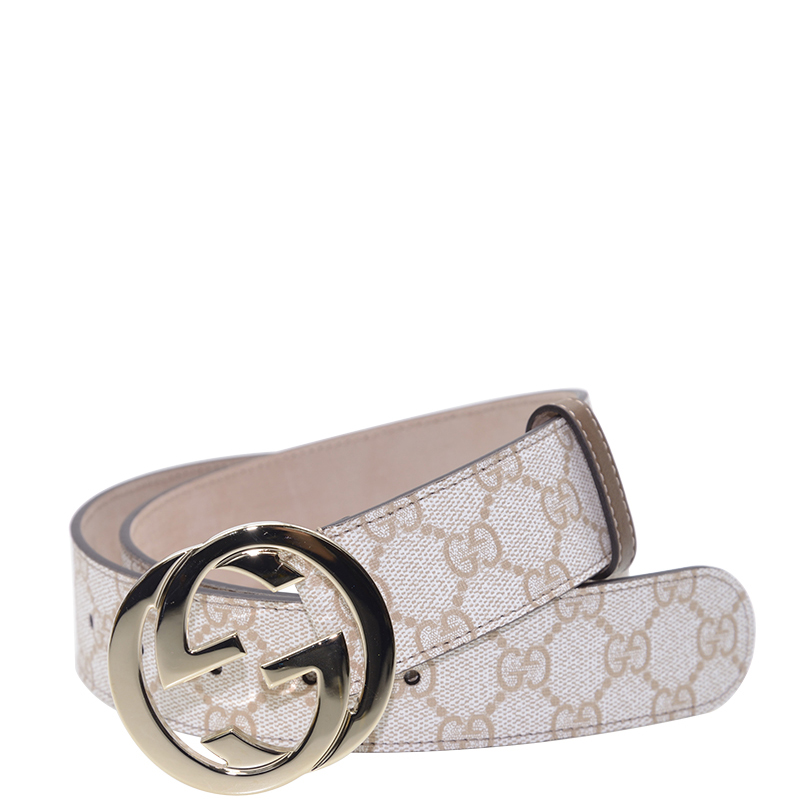 NEW GUCCI BELT 114876 KGD6G 9172 WHITE PVC 90CM Celebrity standing