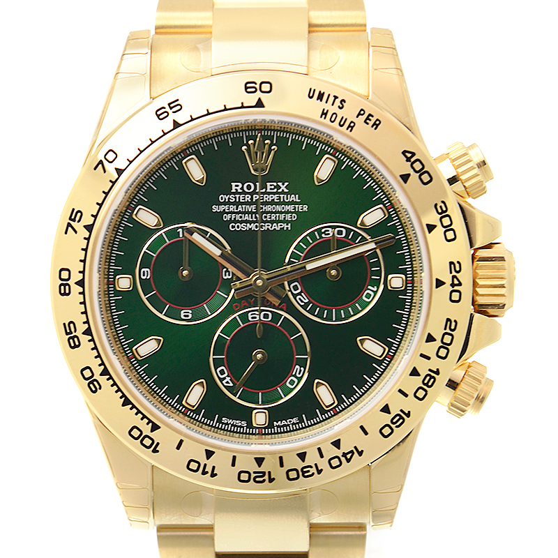 新品 ロレックス コスモグラフ デイトナ 18Kイエローゴールド グリーン