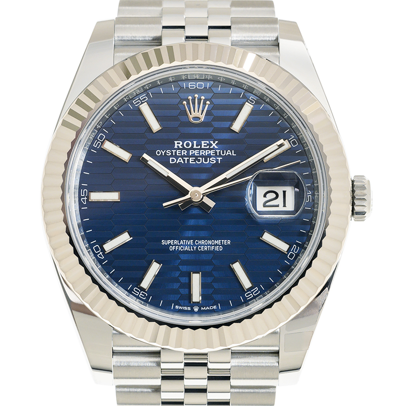 凪 NEW ROLEX DATEJUST 126334-0032 BRIGHT BLUE FLUTED MOTIF