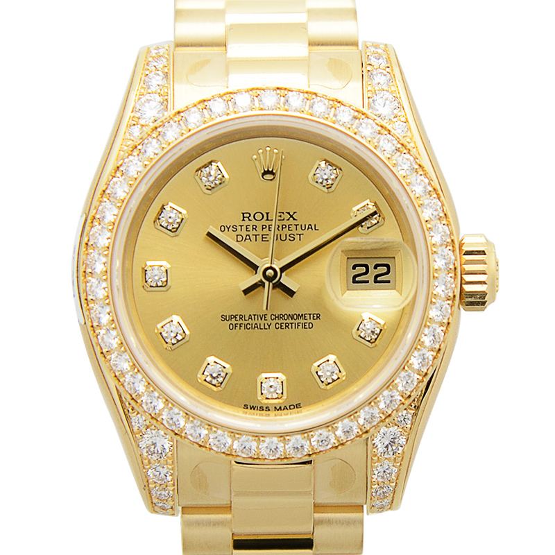 全新rolex 劳力士 女装日志型 18k黄金镶钻 金色 自动机芯 179158gch