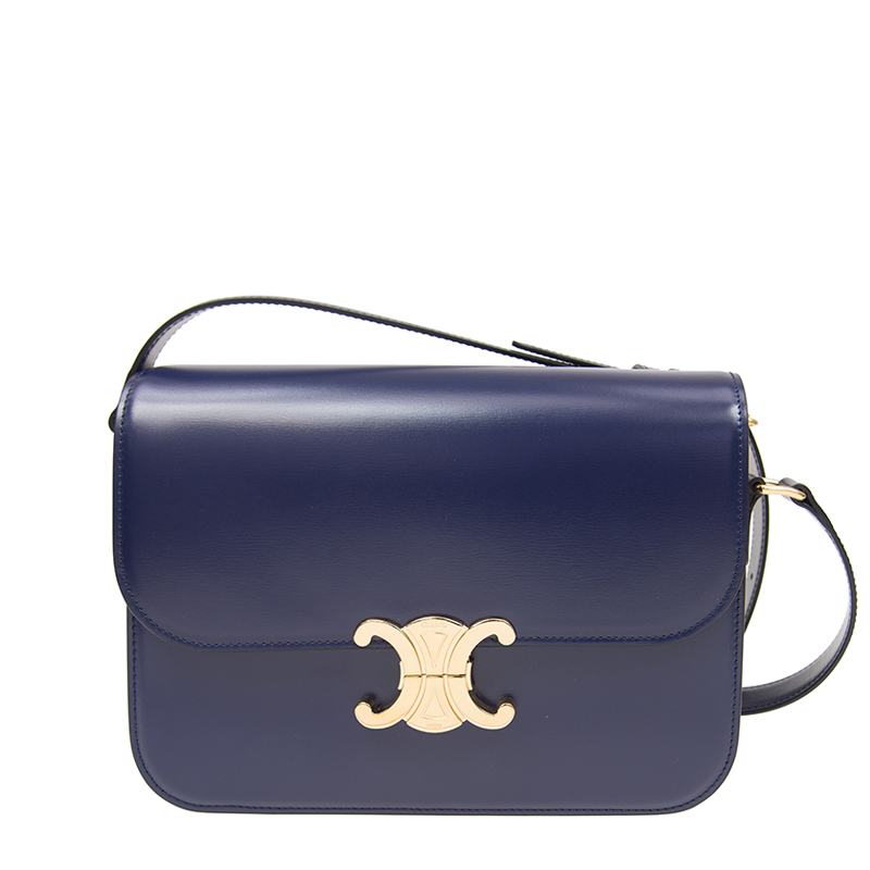 NEW CELINE HANDBAG MEDIUM TRIOMPHE BAG 18736 3BF4 07BF CALFSKIN BLUE  Celebrity standing