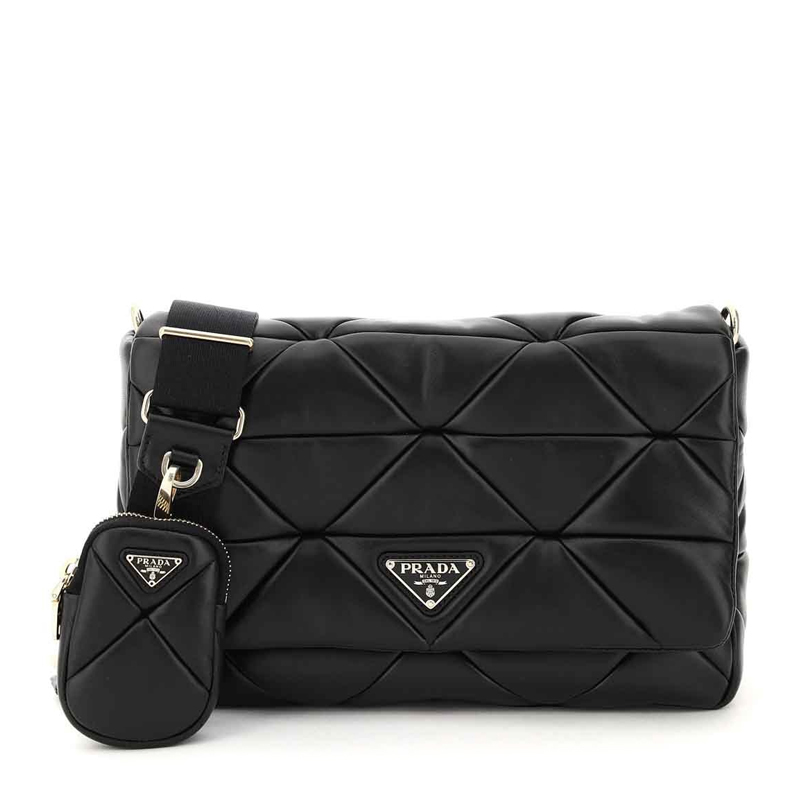セール★PRADA★1BC891 日本入手困難品◇PRADA◇ QUILTING SILVER LOGO MINI CHAIN BAG