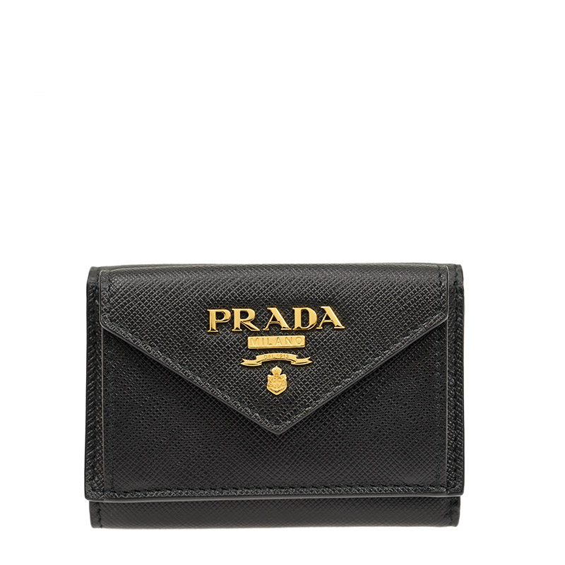 全新PRADA 普拉達銀包1MH021 2DZV F0002 短身啪鈕款銀包