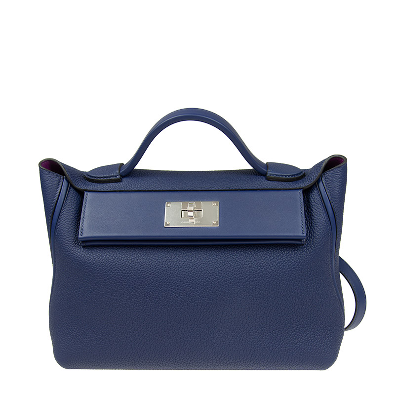 全新HERMES 愛馬仕手袋2424-29CM 73/P9 單肩包/手提包寶石藍
