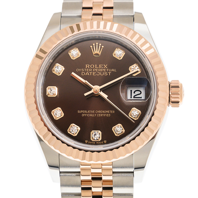 NEW ROLEX LADY DATEJUST 279171-0011 CHOCOLATE BROWN SET WITH DIAMONDS