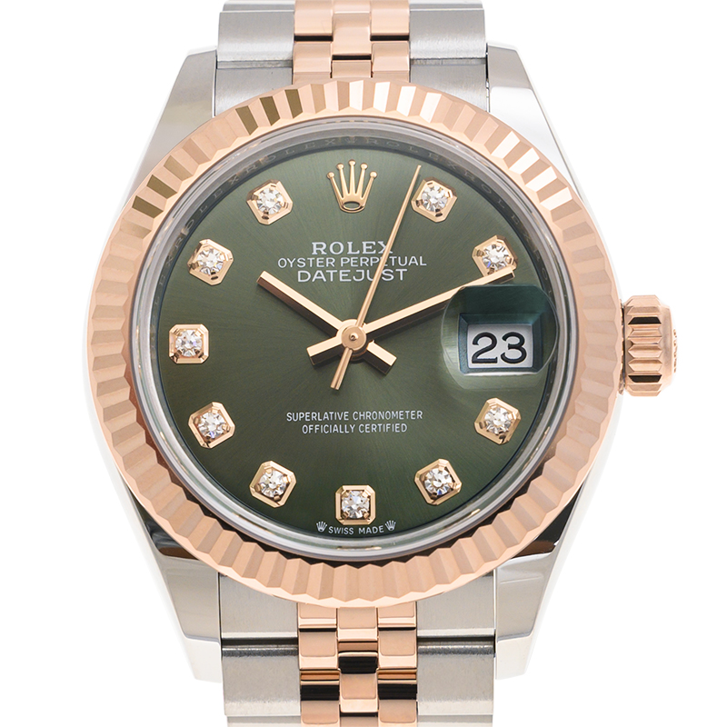 NEW ROLEX LADY DATEJUST 279171-0007 OLIVE-GREEN DIAMOND-SET DIAL