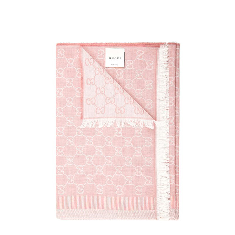 NEW GUCCI SCARFS 282390 3G704 6978 WOOL & SILK LIGHT PINK