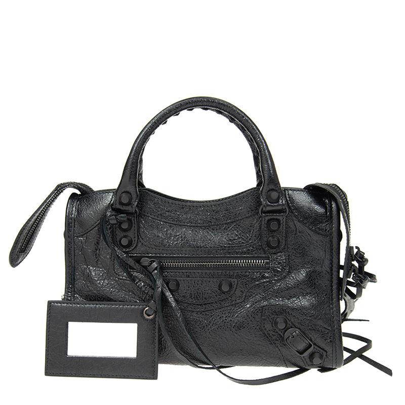 NEW BALENCIAGA HANDBAGS MINI CITY 300295 D94J7 1000 SHOULDER