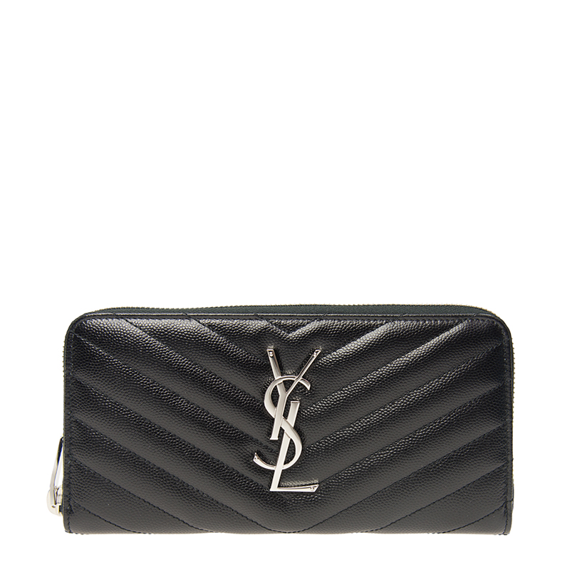 NEW YSL SAINT LAURENT WALLETS 358094 BOW02 1000 LONG ZIPPER