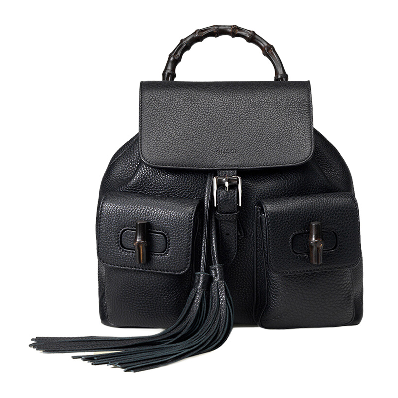 NEW GUCCI HANDBAGS BAMBOO 370833 A7M0N 1000 BACKPACK/HANDBAG Celebrity  standing