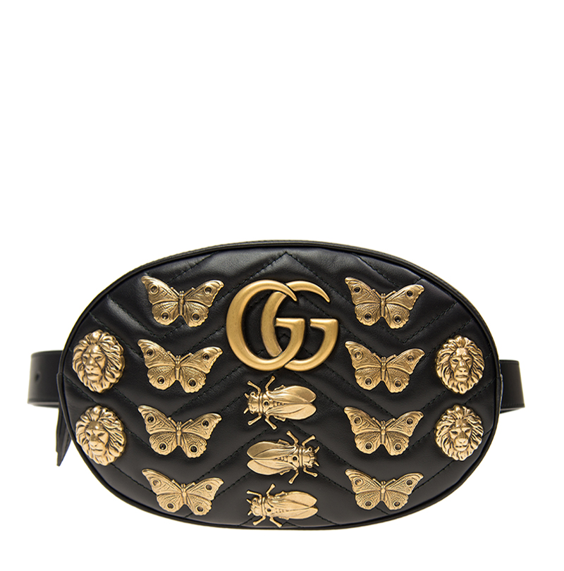 全新gucci 古驰 腰包 491294 dtdnt 1000 牛皮 黑色