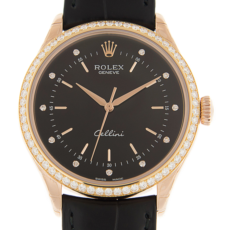 全新rolex 劳力士 切利尼系列 18k玫瑰金 黑色 自动机芯 50705rbr