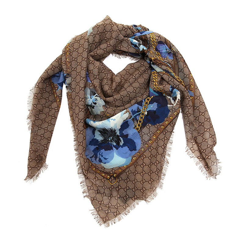 NEW GUCCI SCARFS 508797 3G200 4279 WOOL BROWN Celebrity standing