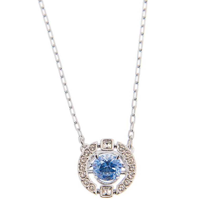 NEW SWAROVSKI SPARKLING DANCE NECKLACE 5279425 PLATED & BRASS BLUE