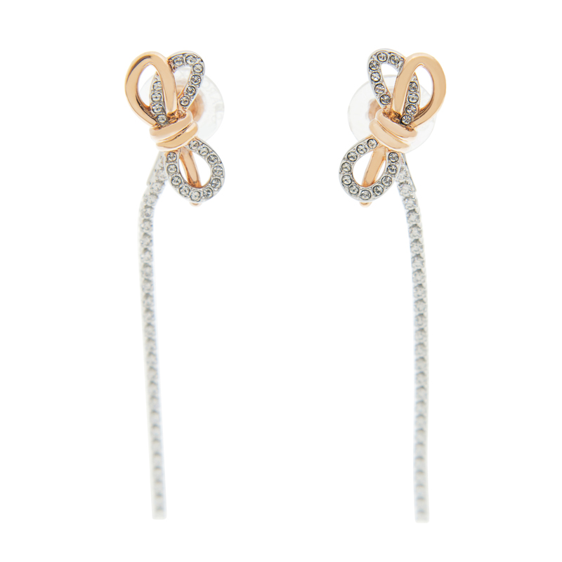 NEW SWAROVSKI LIFELONG BOW EARRING 5447083 METAL SILVER