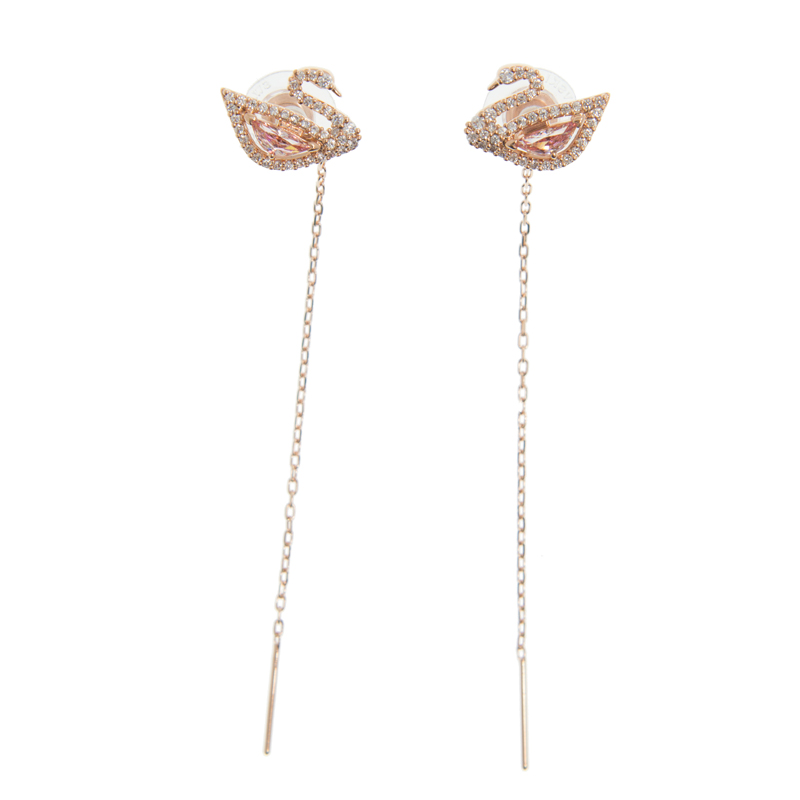 NEW SWAROVSKI DAZZLING SWAN EARRING 5469990 ROSE GOLD PLATED