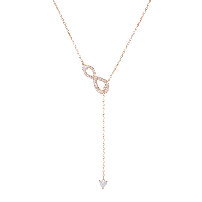 【Swarovski】Infinity Y字型ネックレス 5521346 Swarovski Infinity Y necklace, Infinity, White, Rose gold