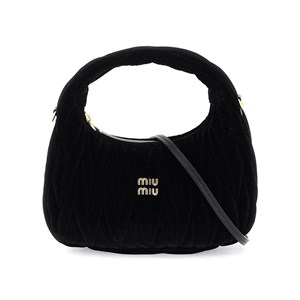 Miu Miu｜ (5BC125 AN88 F0002) Black Wander Matelassé Nappa Leather Hobo Bag | Miu Miu